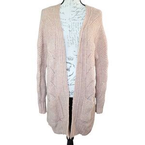 Pink Rose Women's Size Large Marled Pink Knit Cardigan Sweater